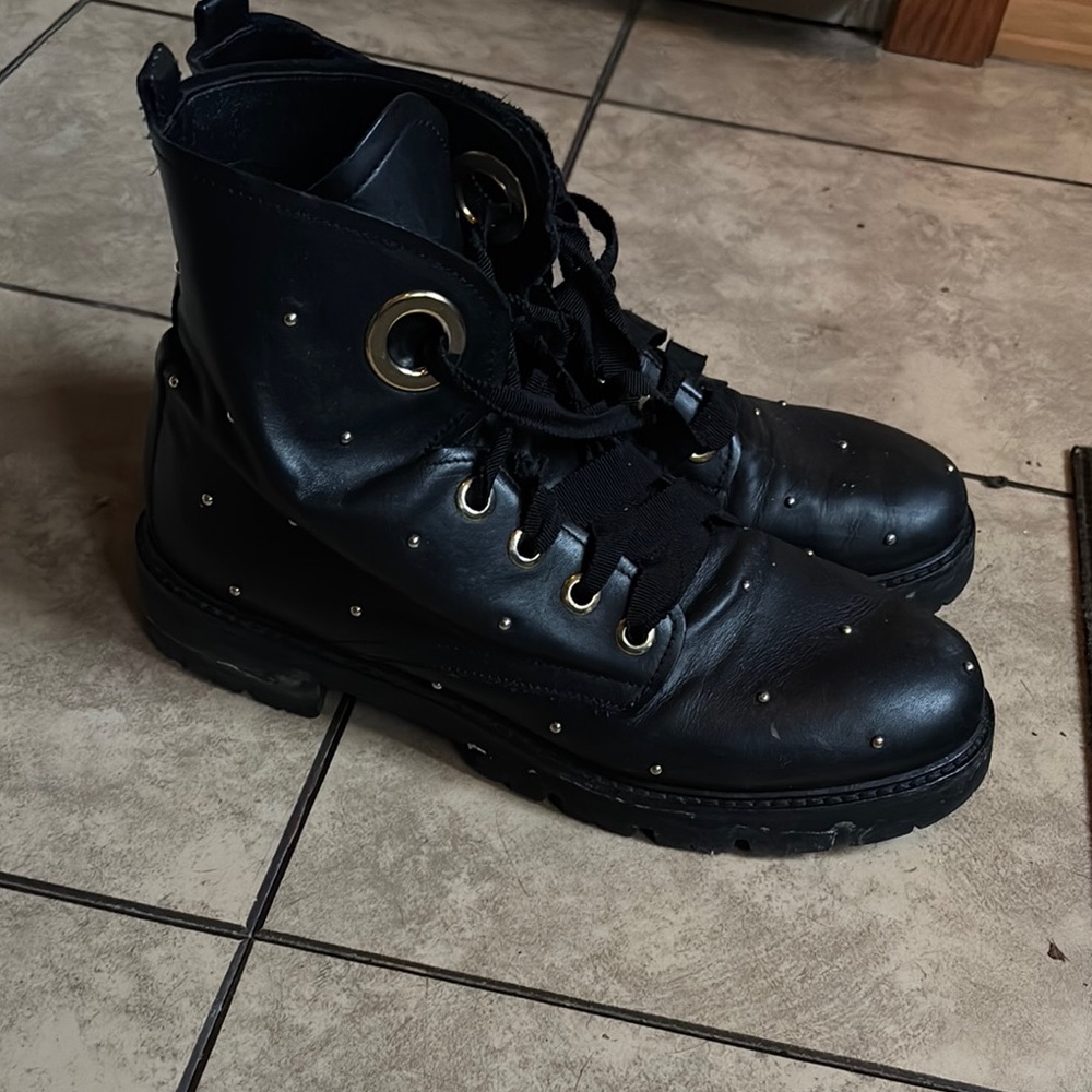 Black Studded Combat Boots